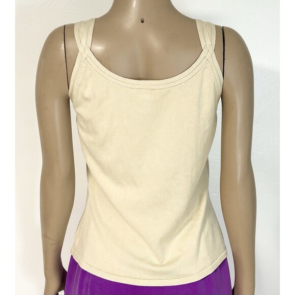 Vintage Talbots Tank Top Cami Small Beige Ivory Knit Silk Sleeveless - Picture 4 of 6
